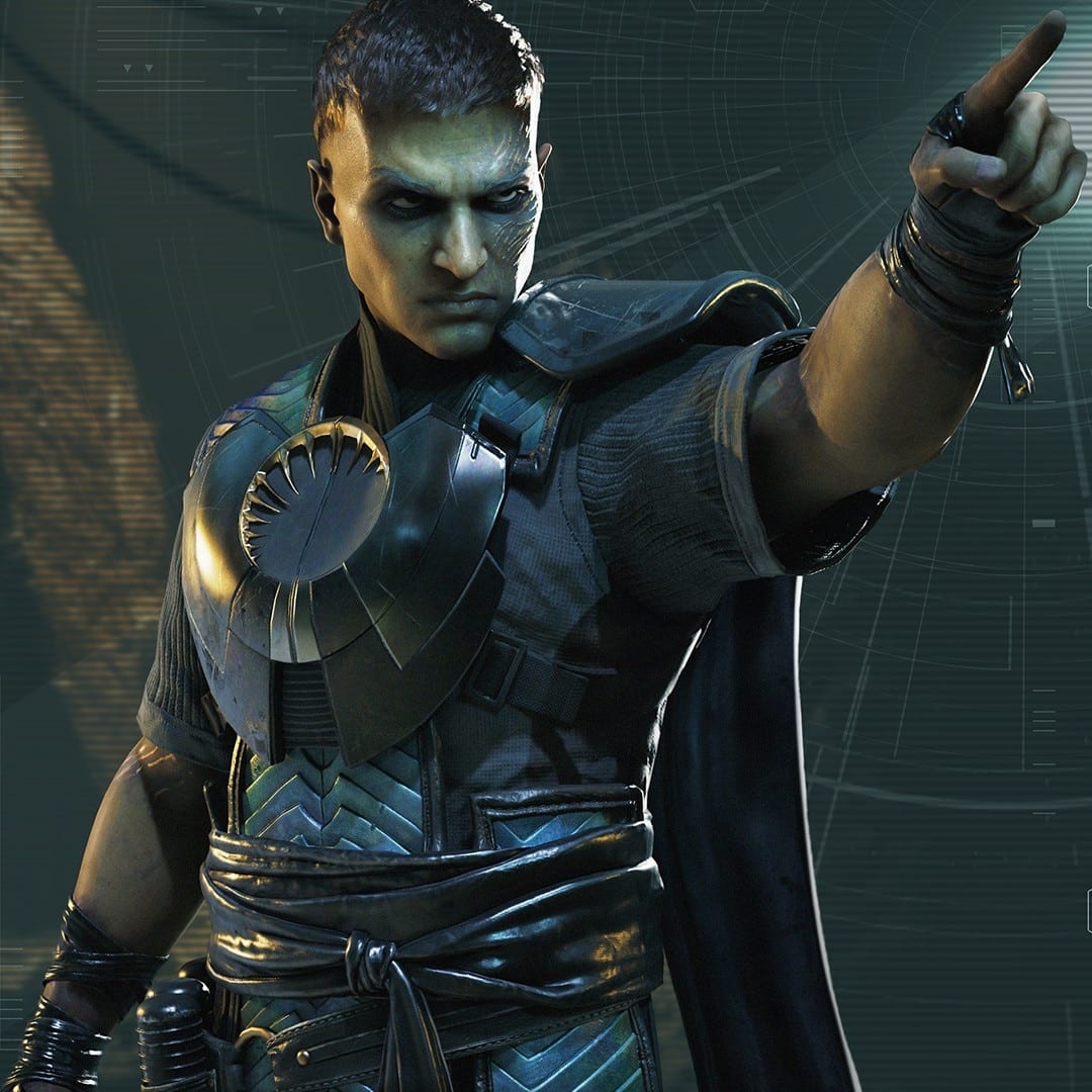 Visser, lieutenant of the Infinite Coil, in armour bearing the Coil's crest